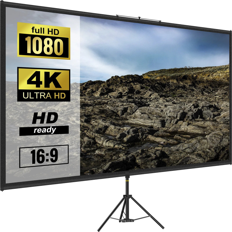 100 Inch Tripod Projector Scre - Home Cinema Portable ulasan dan harga