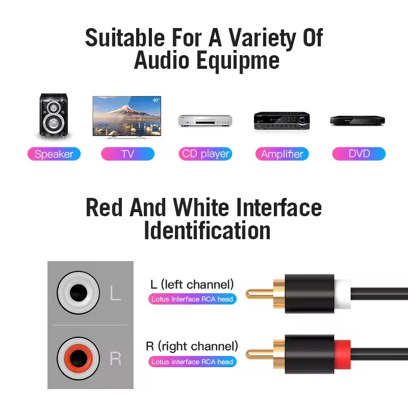 Dual RCA Cable HIFI Stereo 2 R - Home Cinema Ampli ulasan dan harga