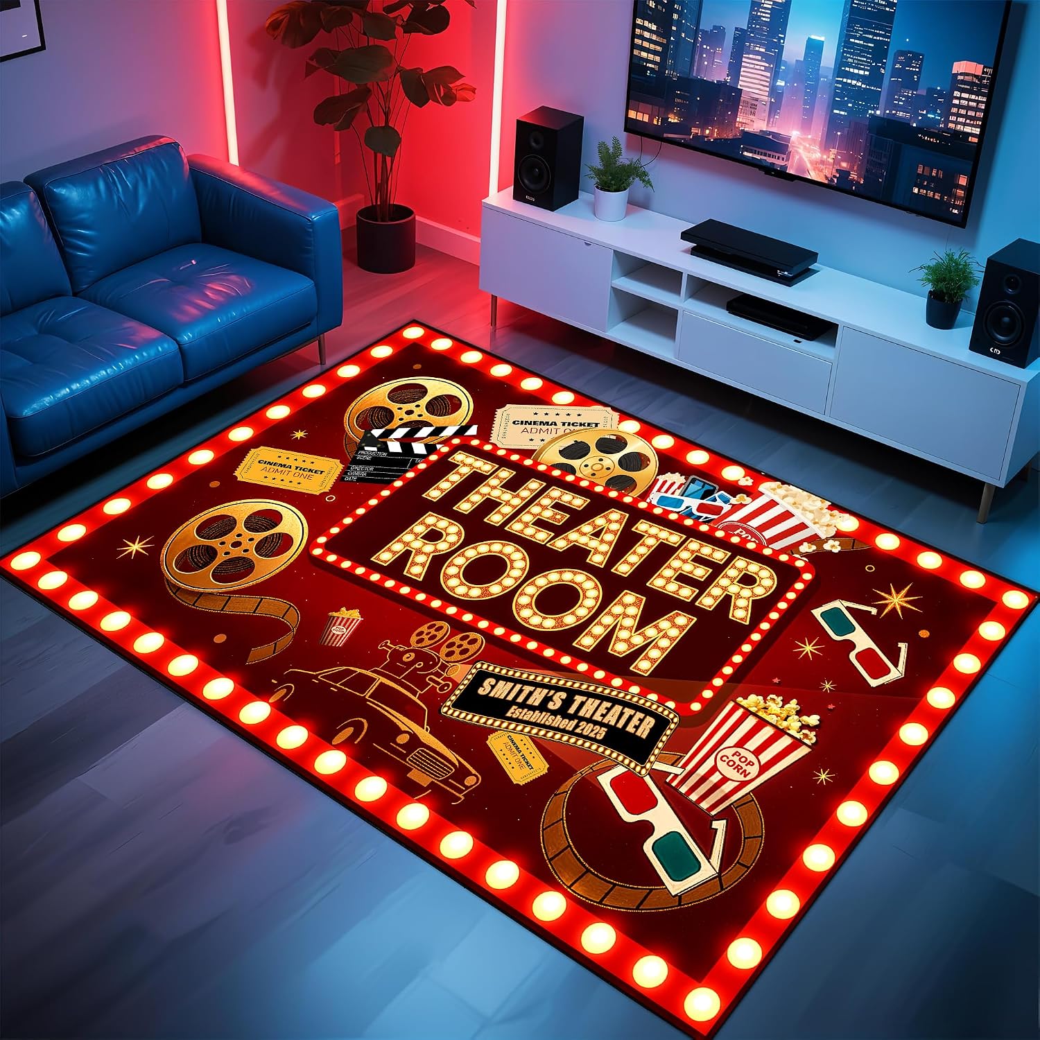 Movie Night Area Rug Home Thea - Home Cinema Flooring ulasan dan harga