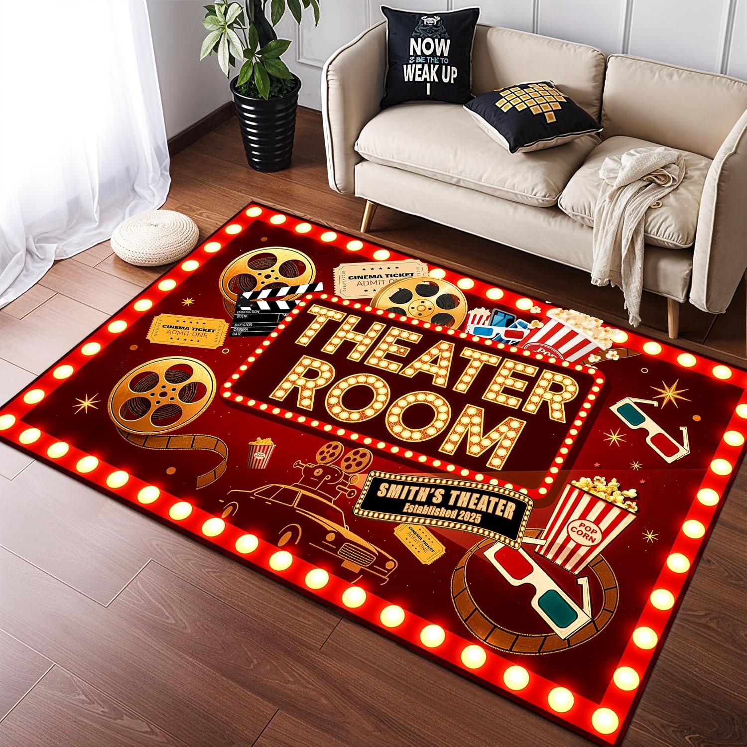 Movie Night Area Rug Home Thea - Home Cinema Flooring ulasan dan harga