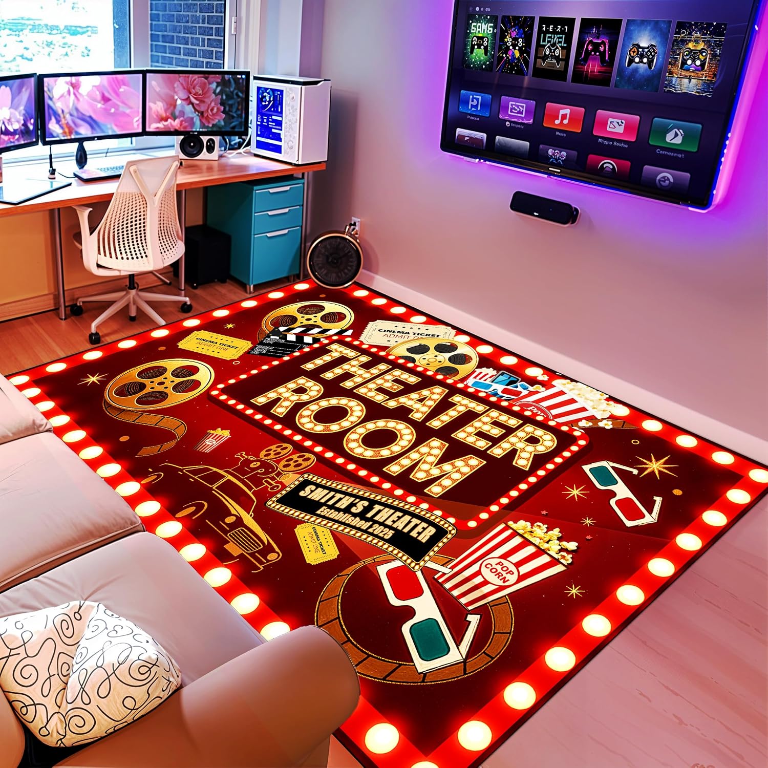 Movie Night Area Rug Home Thea - Home Cinema Flooring ulasan dan harga